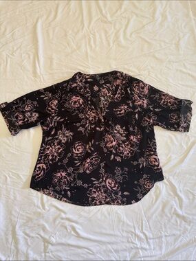 torrid Black Blouse with Pink Floral Print